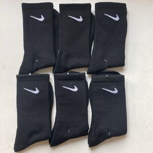 Nike unisex everyday pure cotton black long socks,sizeL,6 pairs
